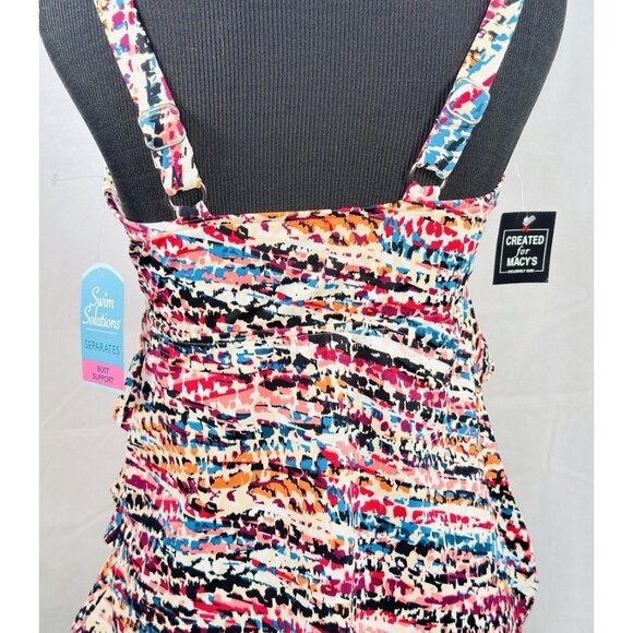 Swim Solutions Hot Rock Printed Tiered Tankini Size 8 - Picture 6 of 8